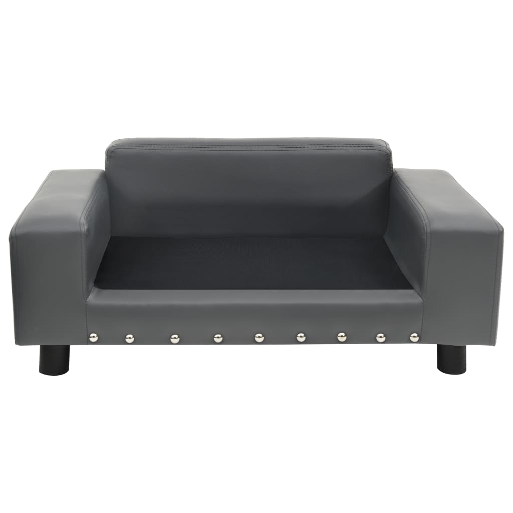 Dog Sofa Grey 81x43x31 Cm Plush And Faux Leather