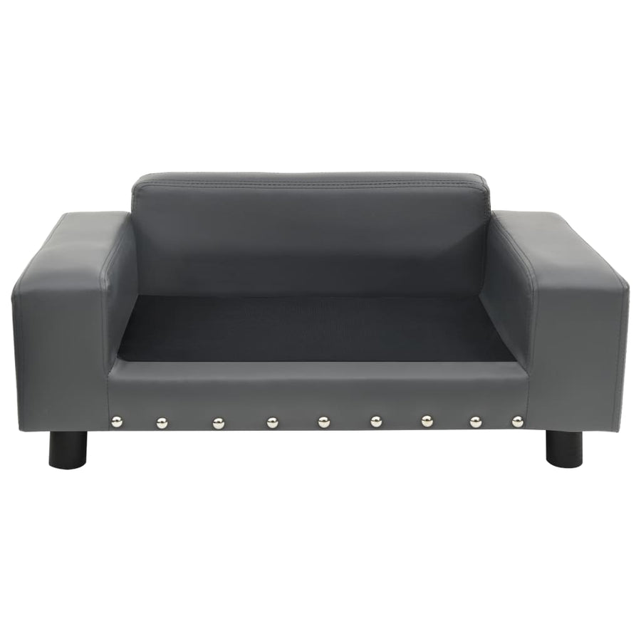 Dog Sofa Grey 81x43x31 Cm Plush And Faux Leather