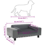 Dog Sofa Grey 81x43x31 Cm Plush And Faux Leather - Extra Image