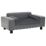Dog Sofa Grey 81x43x31 Cm Plush And Faux Leather
