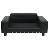 Dog Sofa Black 81x43x31 cm Plush and Faux Leather - Front View