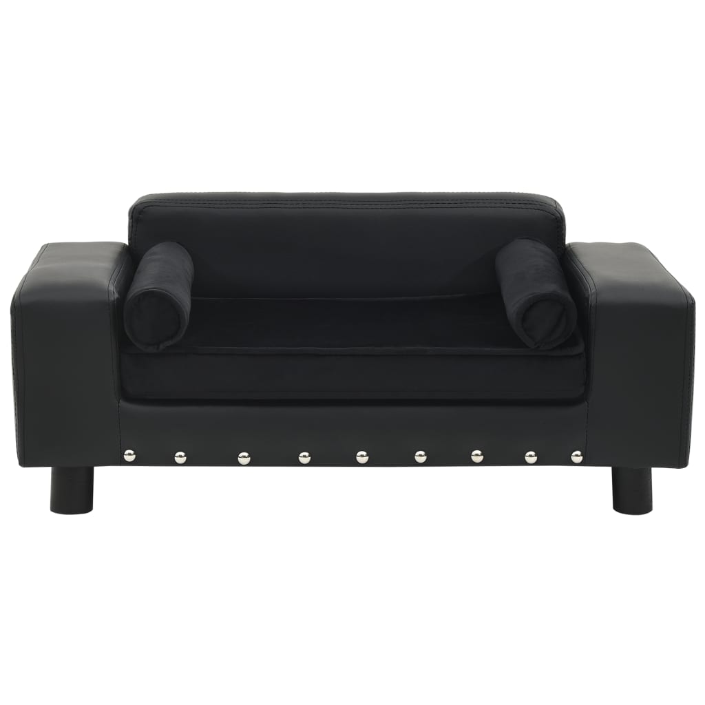 Dog Sofa Black 81x43x31 Cm Plush And Faux Leather