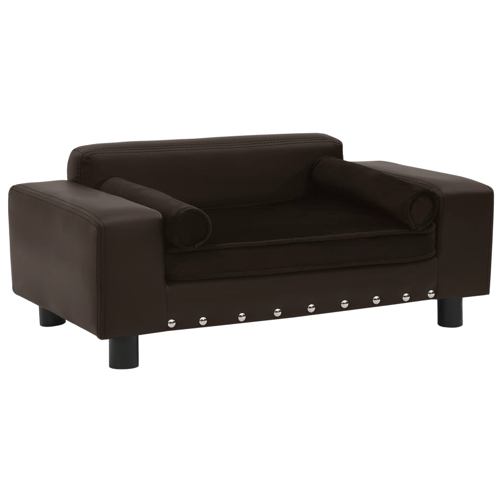 Dog Sofa Brown 81x43x31 Cm Plush And Faux Leather