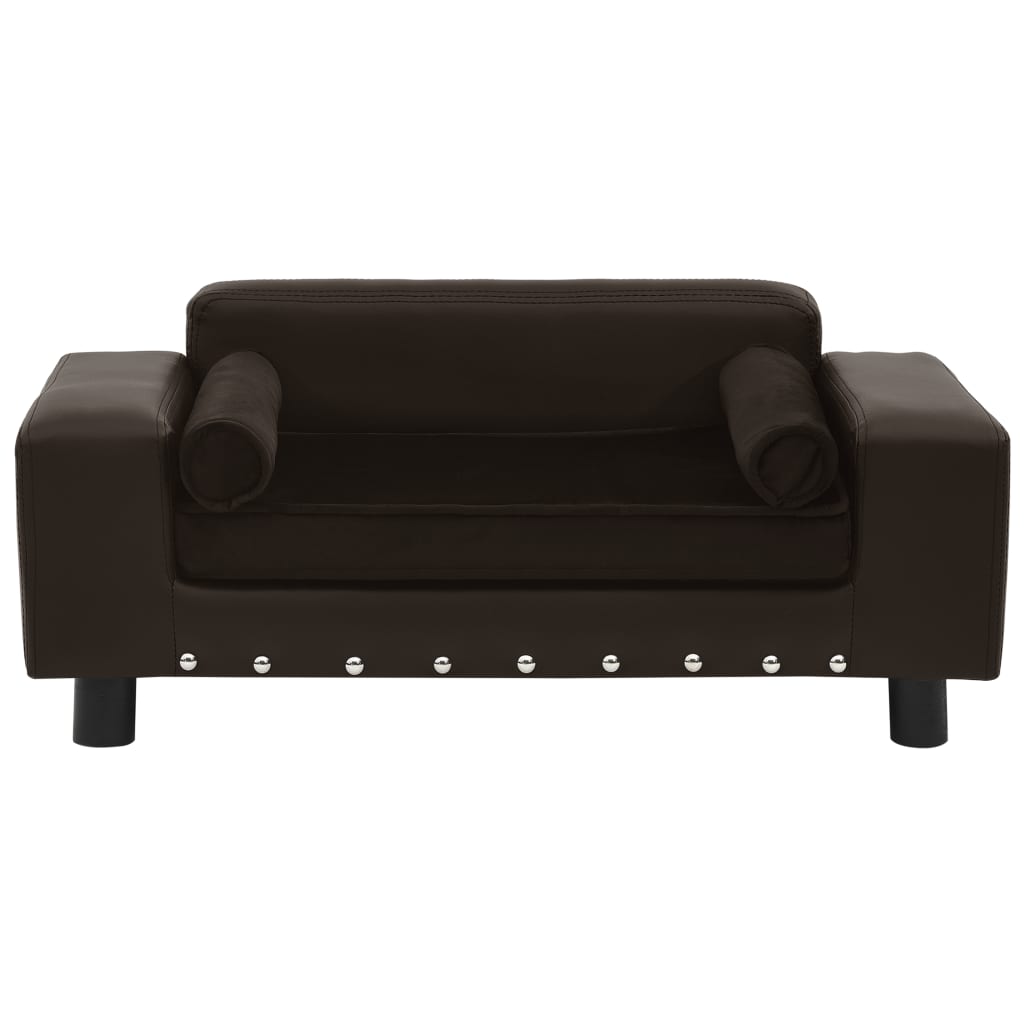 Dog Sofa Brown 81x43x31 Cm Plush And Faux Leather