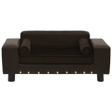 Dog Sofa Brown 81x43x31 Cm Plush And Faux Leather - Side View