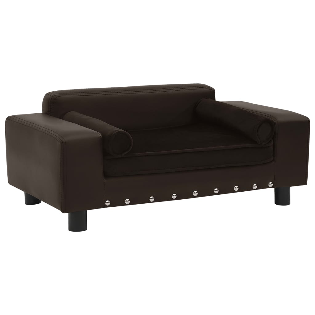 Dog Sofa Brown 81x43x31 Cm Plush And Faux Leather