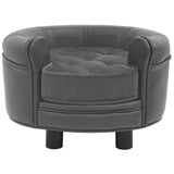 Dog Sofa Grey 48x48x32 cm Plush and Faux Leather - Front View