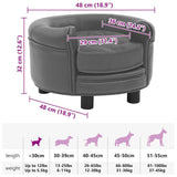 Dog Sofa Grey 48x48x32 cm Plush and Faux Leather - Extra Image