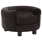 Dog Sofa Brown 48x48x32 Cm Plush And Faux Leather - Front View