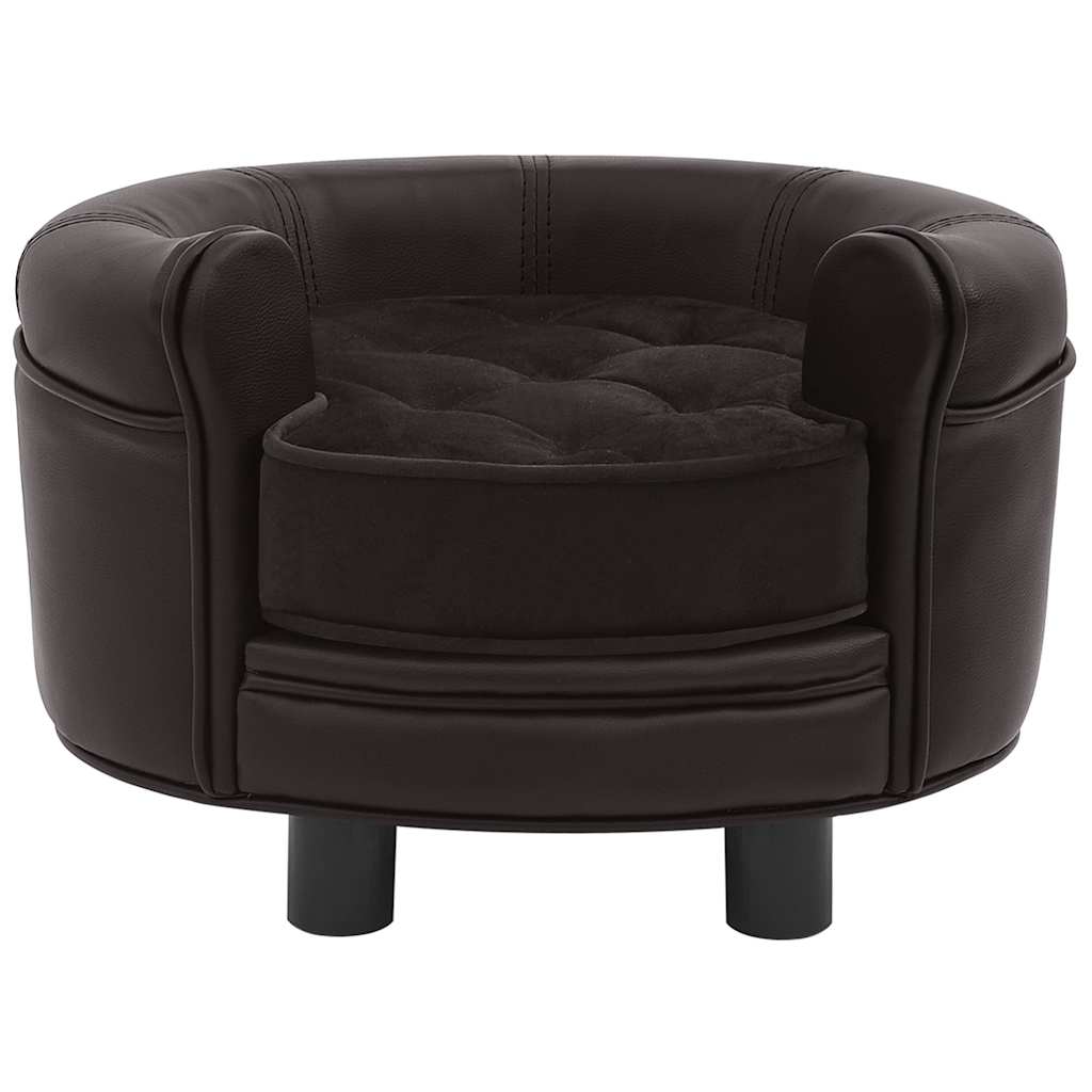 Dog Sofa Brown 48x48x32 Cm Plush And Faux Leather