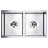 Handmade Kitchen Sink with Overflow Hole Stainless Steel
