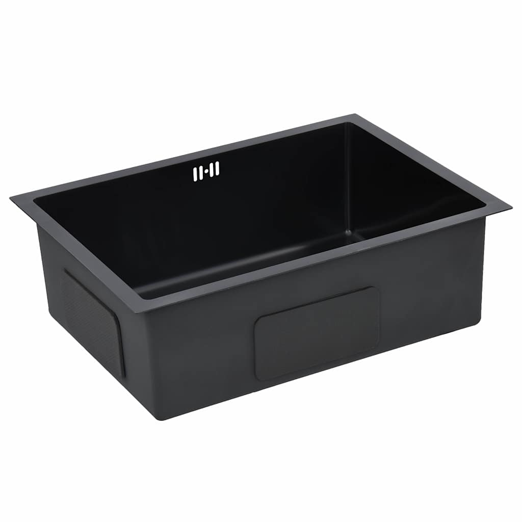 Handmade Kitchen Sink with Overflow Hole Black Stainless Steel