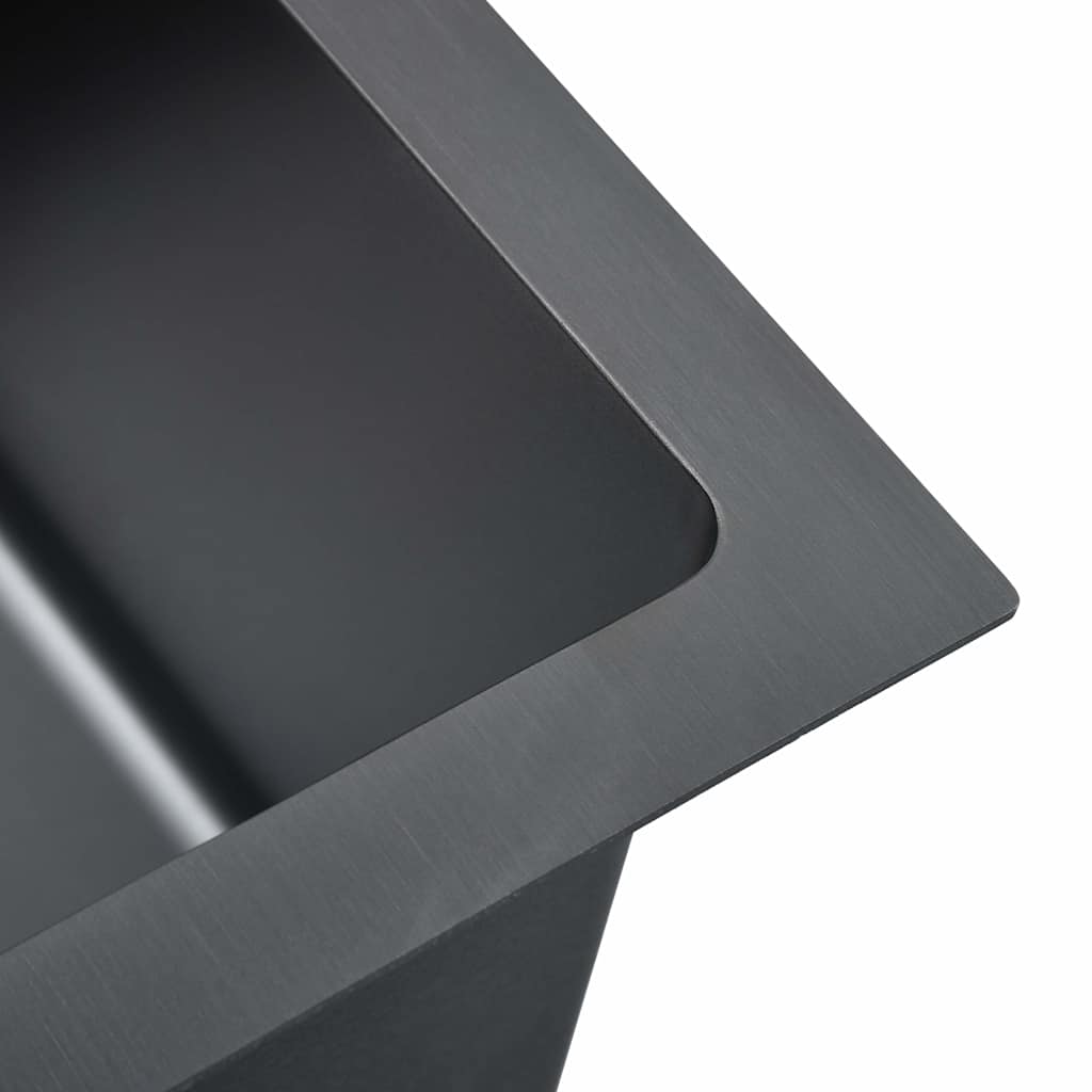 Handmade Kitchen Sink with Overflow Hole Black Stainless Steel