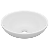 Luxury Basin Oval-shaped Matt White 40x33 cm Ceramic - Front View