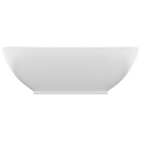 Luxury Basin Oval-shaped Matt White 40x33 cm Ceramic - Side View