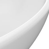 Luxury Basin Oval-shaped Matt White 40x33 cm Ceramic - 45-Degree Angle