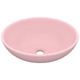 Luxury Basin Oval-shaped Matt Pink 40x33 cm Ceramic