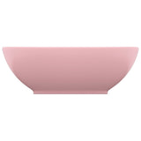 Luxury Basin Oval-shaped Matt Pink 40x33 cm Ceramic - Side View