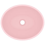 Luxury Basin Oval-shaped Matt Pink 40x33 cm Ceramic - Top-Down View