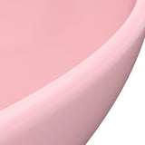 Luxury Basin Oval-shaped Matt Pink 40x33 cm Ceramic - 45-Degree Angle