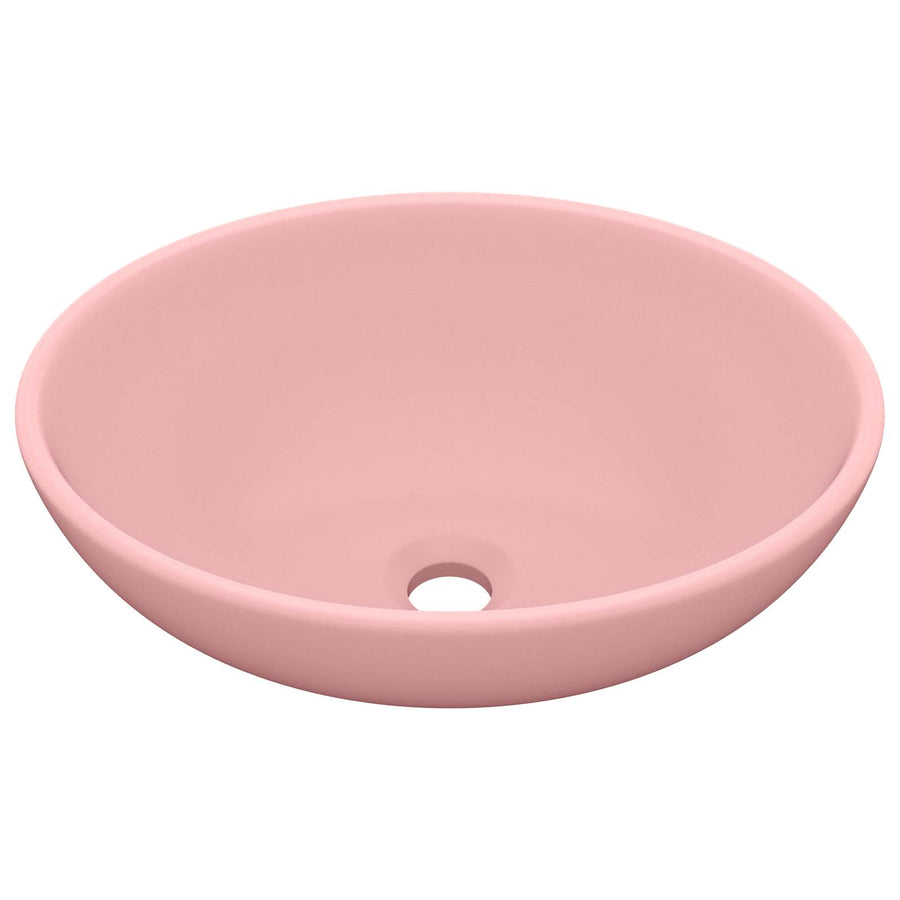 Luxury Basin Oval-shaped Matt Pink 40x33 cm Ceramic