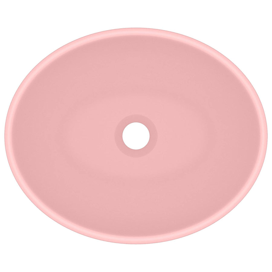 Luxury Basin Oval-shaped Matt Pink 40x33 cm Ceramic
