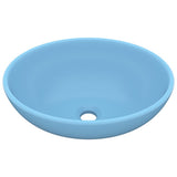 Luxury Basin Oval-shaped Matt Light Blue 40x33 cm Ceramic