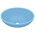 Luxury Basin Oval-shaped Matt Light Blue 40x33 cm Ceramic