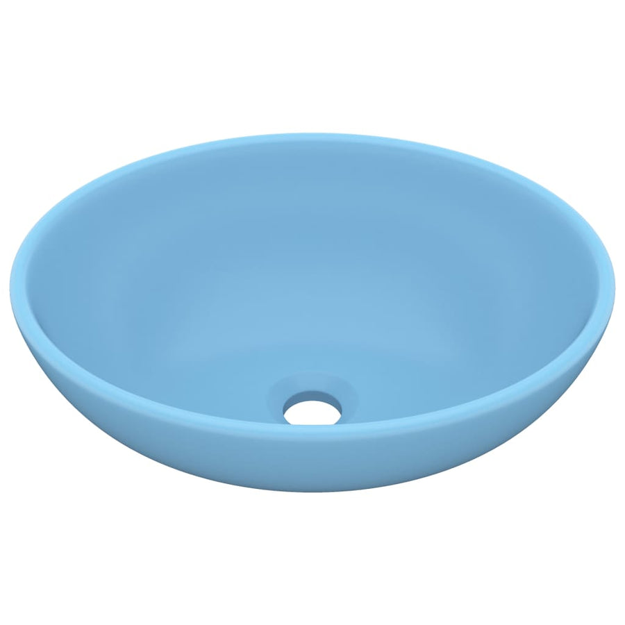 Luxury Basin Oval-shaped Matt Light Blue 40x33 cm Ceramic