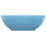 Luxury Basin Oval-shaped Matt Light Blue 40x33 cm Ceramic