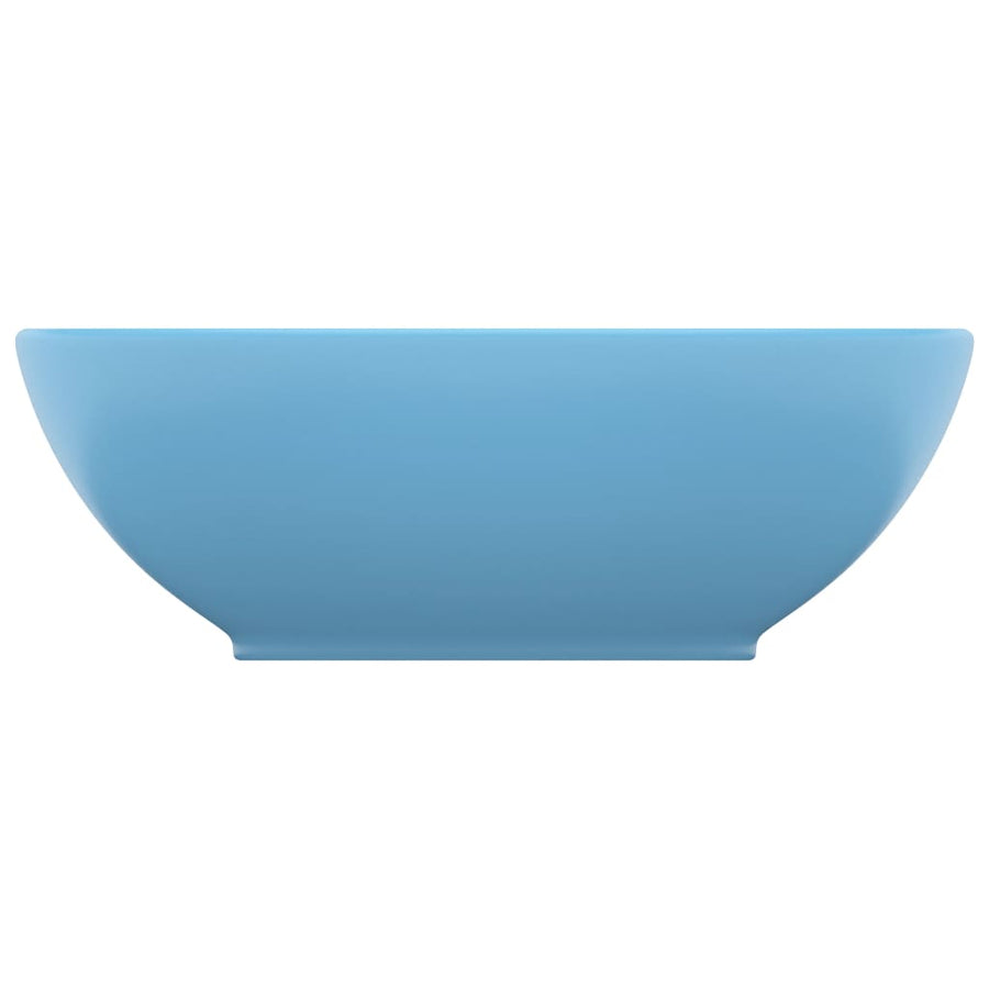 Luxury Basin Oval-shaped Matt Light Blue 40x33 cm Ceramic
