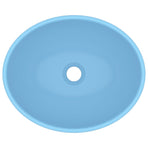 Luxury Basin Oval-shaped Matt Light Blue 40x33 cm Ceramic