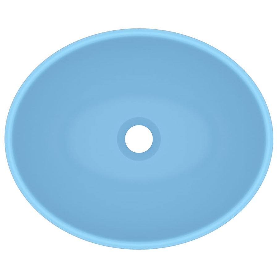 Luxury Basin Oval-shaped Matt Light Blue 40x33 cm Ceramic
