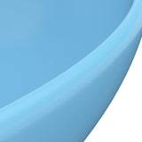 Luxury Basin Oval-shaped Matt Light Blue 40x33 cm Ceramic - 45-Degree Angle