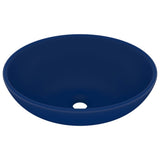 Luxury Basin Oval-shaped Matt Dark Blue 40x33 cm Ceramic