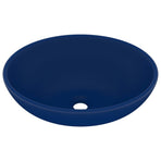 Luxury Basin Oval-shaped Matt Dark Blue 40x33 cm Ceramic