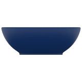 Luxury Basin Oval-shaped Matt Dark Blue 40x33 cm Ceramic