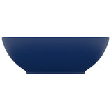 Luxury Basin Oval-shaped Matt Dark Blue 40x33 cm Ceramic - Side View
