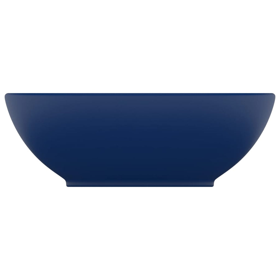 Luxury Basin Oval-shaped Matt Dark Blue 40x33 cm Ceramic