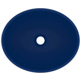 Luxury Basin Oval-shaped Matt Dark Blue 40x33 cm Ceramic