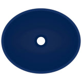 Luxury Basin Oval-shaped Matt Dark Blue 40x33 cm Ceramic - Top-Down View