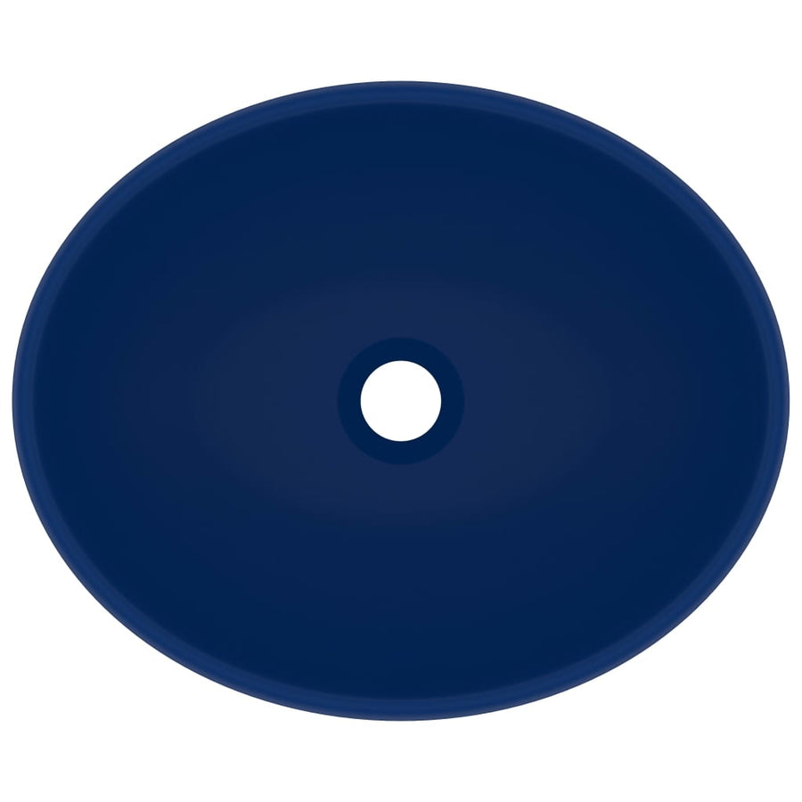 Luxury Basin Oval-shaped Matt Dark Blue 40x33 cm Ceramic