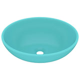 Luxury Basin Oval-shaped Matt Light Green 40x33 cm Ceramic - Front View
