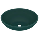 Luxury Basin Oval-shaped Matt Dark Green 40x33 cm Ceramic