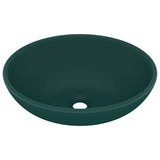 Luxury Basin Oval-shaped Matt Dark Green 40x33 cm Ceramic - Front View