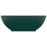 Luxury Basin Oval-shaped Matt Dark Green 40x33 cm Ceramic - Side View