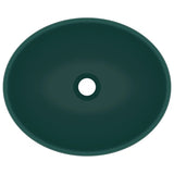 Luxury Basin Oval-shaped Matt Dark Green 40x33 cm Ceramic