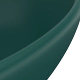 Luxury Basin Oval-shaped Matt Dark Green 40x33 cm Ceramic - 45-Degree Angle