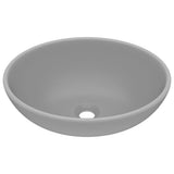 Luxury Basin Oval-shaped Matt Light Grey 40x33 cm Ceramic