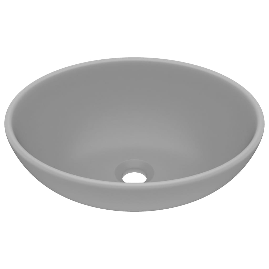 Luxury Basin Oval-shaped Matt Light Grey 40x33 cm Ceramic